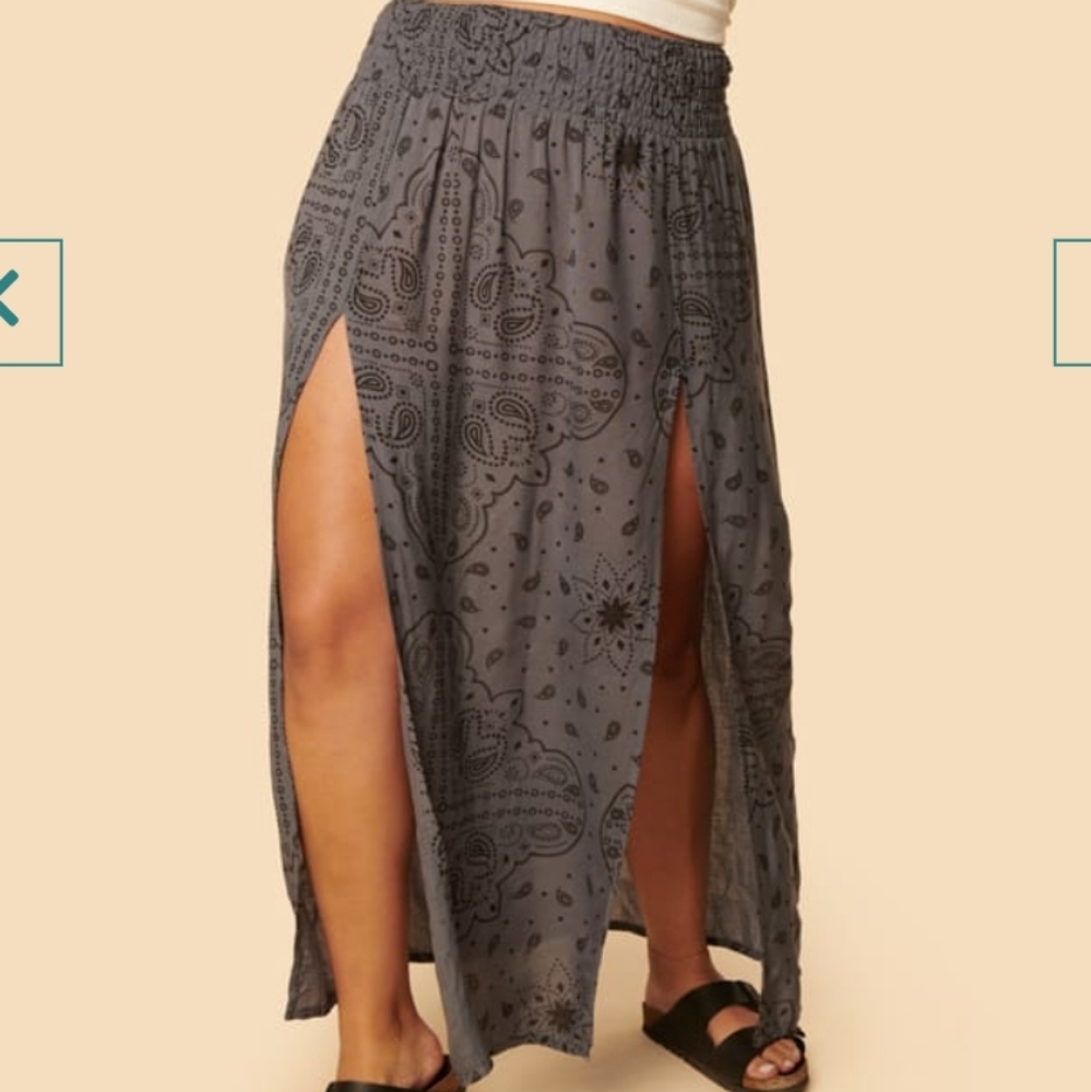 Earthbound Paisley Maxi Slit Skirt